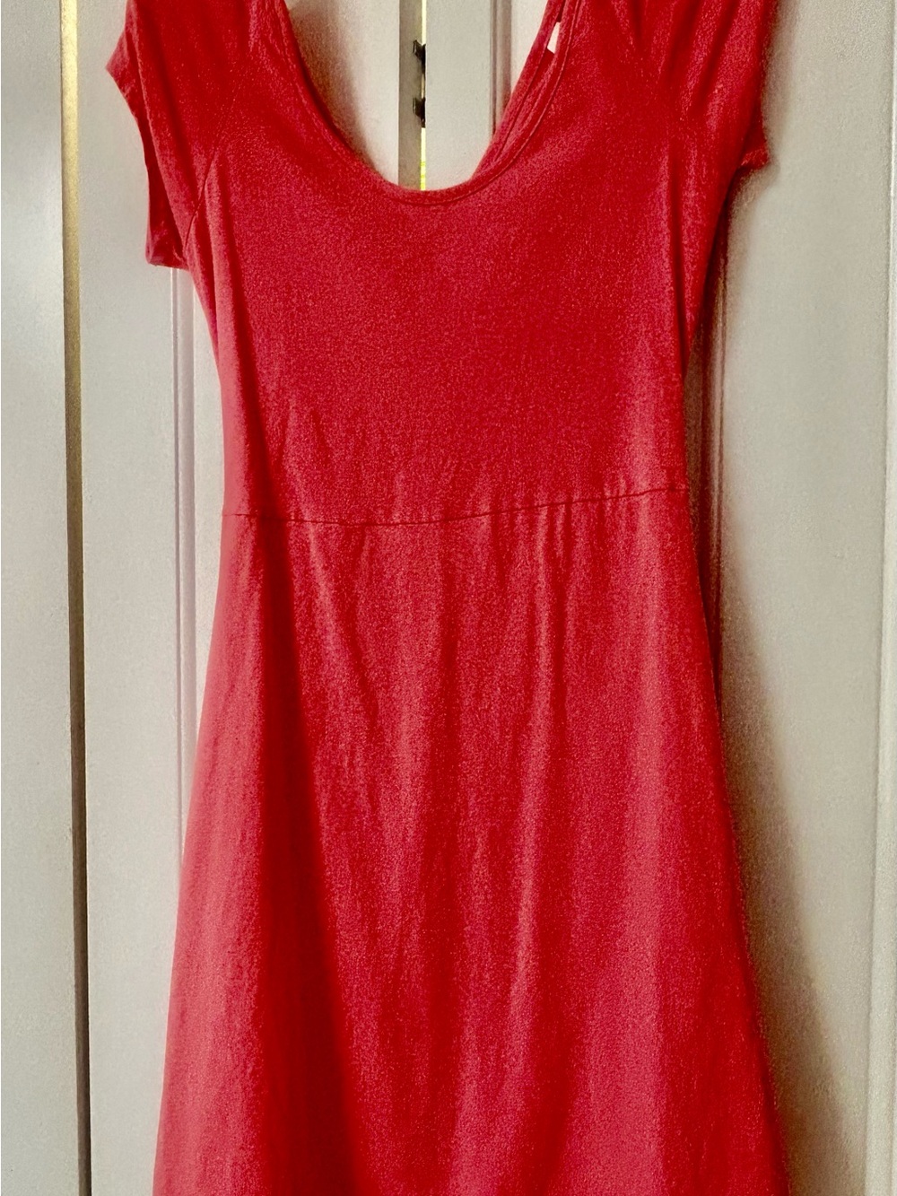 Classic Coral Mini Dress - Scoop Neck Short Sleeve
